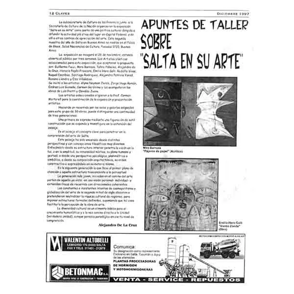 Apuntes de taller sobre "Salta en su arte"